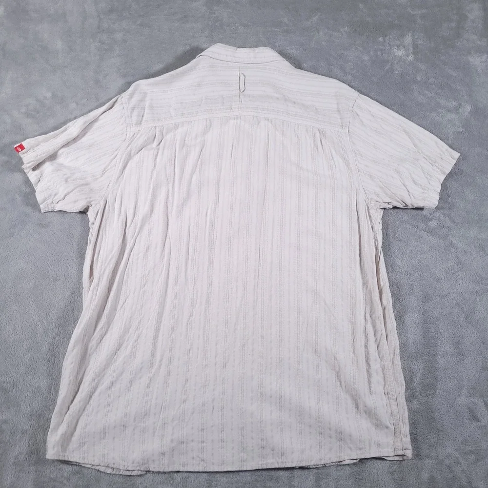 The North Face Shirt Mens XXL Beige Striped Button Up Short Sleeve Hiking Travel
